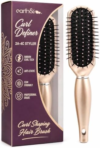 Earth & I Rosegold Curl Defining Brush: 7 Row Styling Brush for 2A-4C Curls by EarthI