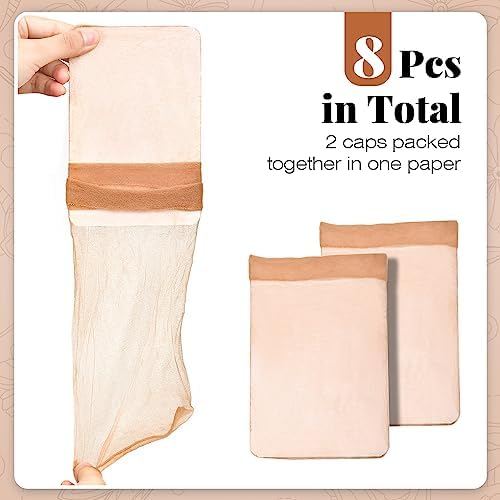 IKOCO HD Wig Cap, 8Pcs Transparent Wig Cap for Women Thin, Light Brown - Image 5