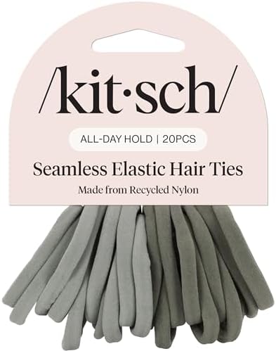 Kitsch Elastic Hair Ties No Damage | Stretchy Hair Bands- Eucalyptus, 20pcs by Kitsch