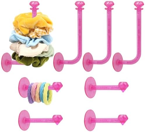 8Pcs Scrunchie Holder Stand Hai Tie Organizer, Girls Hair Accessories Organizer Storage for Headband Hairband Hair Ties, Acrylic Clear Glitter Adhesive Scrunchy Holder Scrunchie Tower Storage by QUPIVA