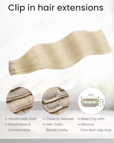 LaaVoo Clip In Hair Extensions Real Human Hair, For Busy Moms, 5Pcs 80g - Image 3