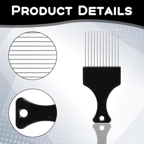 4 PCS Metal Hair Pick, Afro Picks for Men, Metal Afro Pick Combs for Women, Afro Comb Metal Pick, Hair Pick Metal Beard Pick, Metal Picks for Hair Curly Hair Detangling Styling and Lifting Tool - Image 3