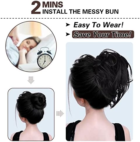 HMD 5 Pieces Messy Hair Bun Hairpiece Tousled Updo for Women - Image 5