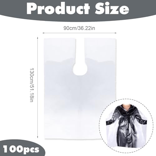 100 Pcs Disposable Capes for Hair Stylist 51 x 36 Inch Disposable Capes Hair Salon Haircutting Cape Plastic Barber Cape Waterproof Shampoo Apron for Barbers,Beauty Salon,Hairs Dye,Perming - Image 2