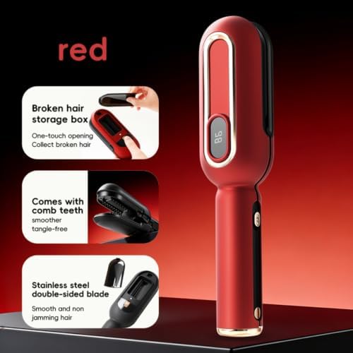 Cordless Split Ends Trimmer for Hair, Rechargeable Hair Care Tool-Red - Image 3