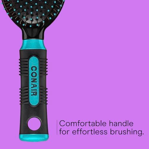 Conair Hair Brush, Detangling, Metal Bristles, Cushion Base, Teal - Image 5