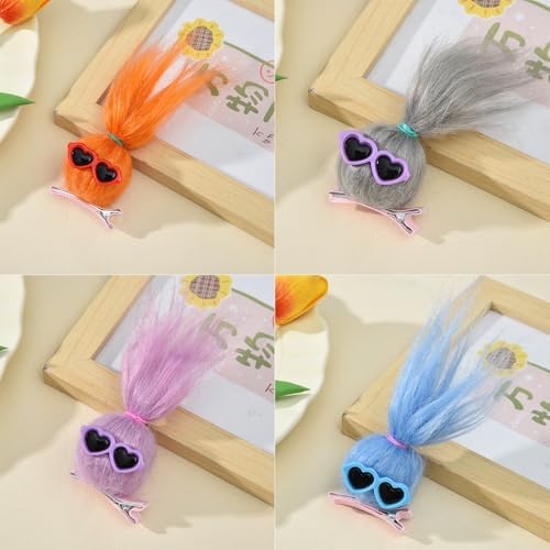 MIUPOO Fluffy Pom Poms Hair Clips,Crazy Hair Day Accessories for Girls,Quirky Little Monster Barrettes,Plush Duckbill Hairpins Hair Barrettes,Party Modeling Hair Accessories,4 colors,4 Pairs. - Image 4