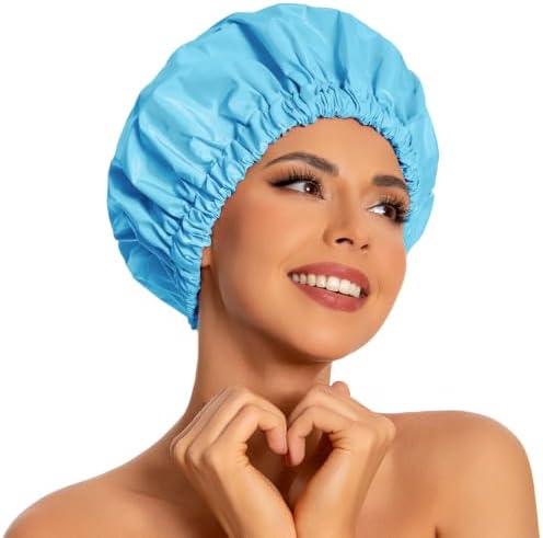 Edoneery Shower Caps for Women Reusable Waterproof, Shower Hair Cap by Edoneery