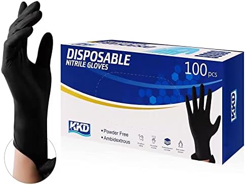 KKD Nitrile Gloves Disposable 100 Count 5.5 Mil Latex Free & Powder Free Gloves For Cooking, Cleaning, Insdustrial and Salon Use, Black, Large - Image 2