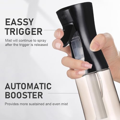 3 Pack Spray Bottles, 2-Pack Continuous Spray Bottles,Fine Water Mist Spray Bottles for Hair 6.8 OZ (200 ML) and 1oz 30ml Travel Spray Bottle Mister for Cleaning,Hairstyling,Plants,Barbers,Black - Image 3