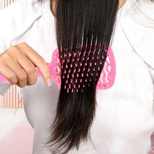 Detangling Brush for All Wet or Dry Hair Types, Pain-Free Brushing Durable, DuoFlex Anti-Static Bristles, Lightweight Handle, Vented Wave UltraFlex Hair Brush(Pink) - Image 2