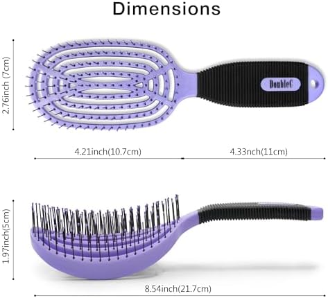 NuWay DoubleC Detangling Hair Brush – The Original Home Scalp-Care Brush – Patented Double Curved Scalp Care Hairbrush for Gentle Detangling, Volume Styling & Wet or Dry Hair (Violet) - Image 3