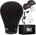 GEXWORLDWIDE GEX 20"-24" Canvas Cork Wig Block Mannequin Head for Wig Making Drying Styling Display with Table C Clamp Stand Holder (Black 23") by GEXWORLDWIDE