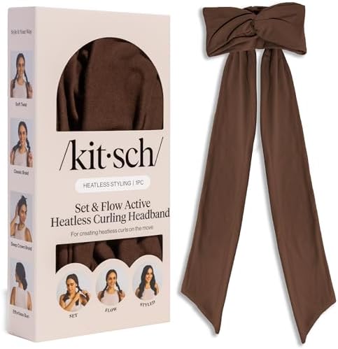 Kitsch Set & Flow Active Heatless Curling Headband For Women - Brown, 1pc by Kitsch