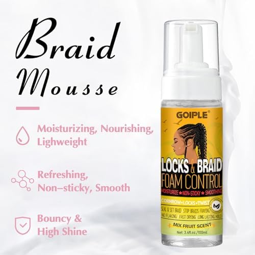 Extra Hold Styling Gel and Mousse for Braids, Twists, Locs, Cornrows - Frizz Taming, Smoothing & Edge Control with Rosemary Hair Growth Oil (Bonus: Hair Combs, Bonnet, Clips) - Image 2