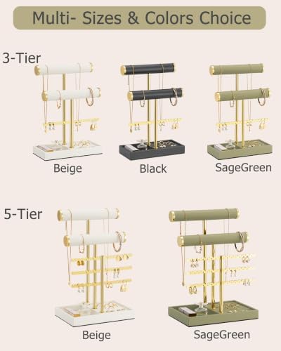 Lolalet 3 Tier Jewelry Stand Holder, Bracelet Necklace Display -Sagegreen - Image 3