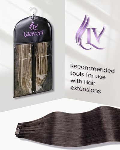 LaaVoo Clip in Human Hair Extensions Cool Brown 150g - Image 4