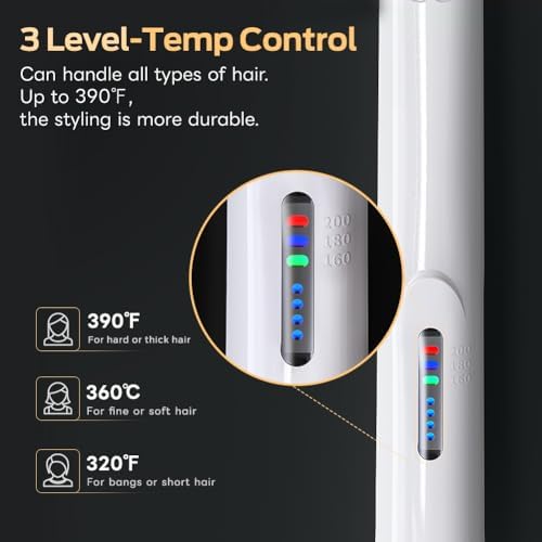 Cordless Hair Straightener and Curler 2 in 1 Ceramic Flat Iron Mini Cordless Portable Travel Hot Tools Straight Curl for Women Men USB Rechargeable with Pouch (White) - Image 2