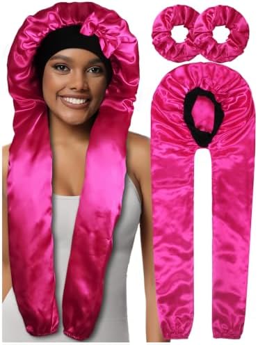 1+2 Satin Pantyhose Bonnet for Braids, Long Hair Bonnet for Women Sleeping by Heniho
