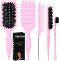 4 Pcs Curl Defining Brush Set Pink - Curly Hair Brush Defining by TAZUSA