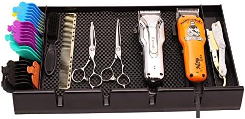 Barber Clipper Tray Organizer, Trimmer, Corded Clippers Holder for Hairdresser, Salon Station Haircut Tools Keeper with Anti-Slip Mat - 15.7" L x 8.9" (Rectangle) by ZIBARBER