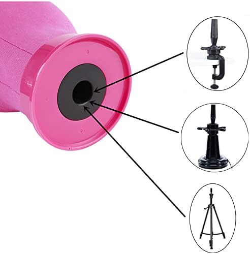 22 Inch Canvas Block Head Pink Wig Head with Wig Stand Tripod Mannequin Head Stand for Wigs Trimming Making Display.(22 Inch Pink) - Image 5