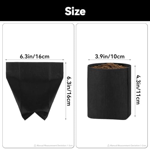 Fabric Grow Bags - 6.3x6.3 inches Black Plant Grow Bags, 100pcs - Image 3
