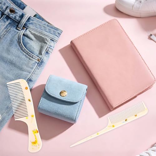 2pcs Baby Hair Comb Set, Yellow Giraffe Mini Fine Tooth & Rat Tail Comb - Image 6