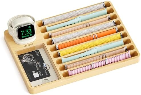 Wooden Watch Band Organizer - Charger Stand Compatible with All Apple Watch by AFOOYO