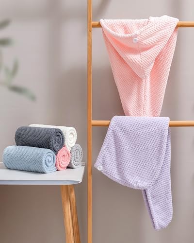 Lumimi Microfiber Hair Towel Wrap 3 Pack for Women, 3 Colors A - Image 6