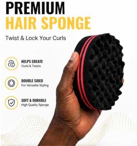 3-Piece Curl Sponge Kit with Afro Pick and Styling Comb - Image 6