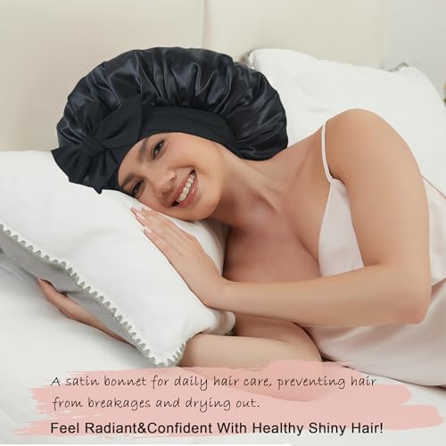Satin Bonnet with Tie, Silk Hair Bonnets for Women for Sleeping - Image 3