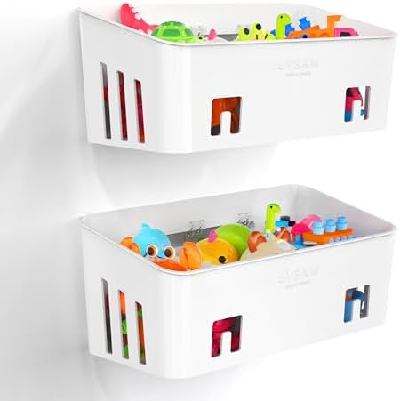 Bath Toy Storage 2 Packs, Large Bath Toy Holder - 3 Compartments, Quick-Dry by Lysam