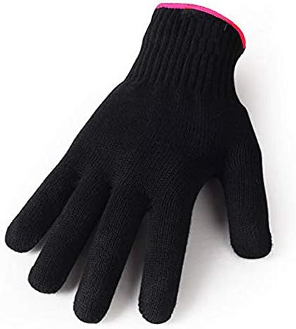 AFT90 Heat Resistant Glove for Hair Styling, Curling Iron, Flat Iron and Curling Wand, Black, Pink Edge, 1 Piece by AFT90
