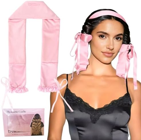 Heatless Hair Curler Overnight,No Heat Hair Curlers to Sleep in, Soft Ribbon Wrap for Long Hair, Heatless Curling Rod Headband Set for All Hair Types(Pink) by Foaryoer