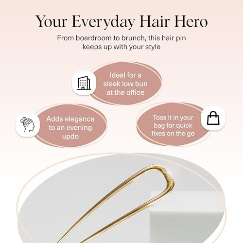 Kitsch French Hair Pins for Women | Secure Hold All Day - Gold, 1pc - Image 6