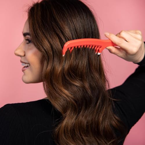 Big Hair Tools Extra Large Wide Tooth Comb for Thick, Curly, Wavy or Long Hair - Frizz-Free Detangling Shower Comb - Orange - Image 7