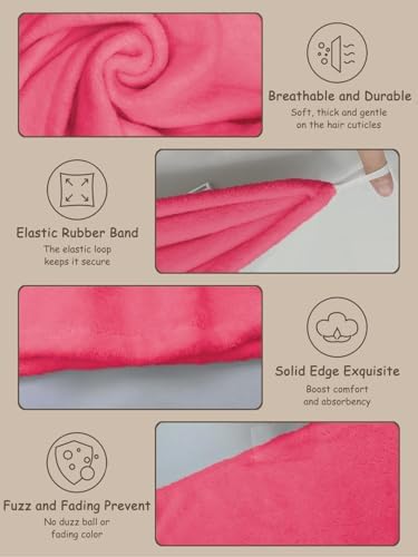 Microfiber Hair Towel Turban 3 Pack | Super Absorbent Quick Drying Hair Wrap for Women with Curly Hair | Anti Frizz Hair Towel Cap for Wet Hair(Red,Pink,White) - Image 3