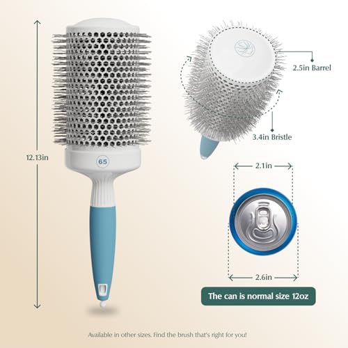 Round Brush for Blow Drying - Extra Large Ceramic Ion Thermal Barrel for Precise Styling and Maximum Volume - Lightweight Hair Brush for Smooth Manageable Hair (Bristle 3.4 in, Barrel 2.5 in) - Image 2