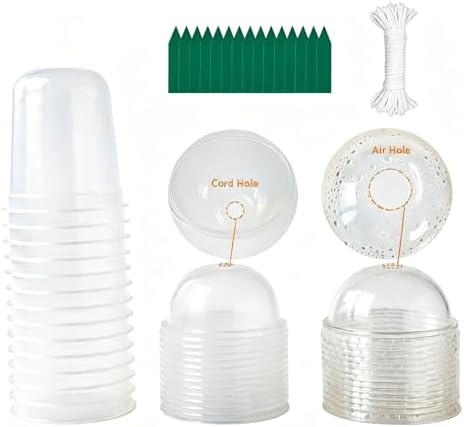 15 Set Nursery Pots with Humidity Dome, Clear Nursery Pots with Drainage, Self Watering Small Plant Pots, Seedling Pots for Plants, Seed Starter Pots for Planting Vegetables Fruit (Thick) by OrimercGarden