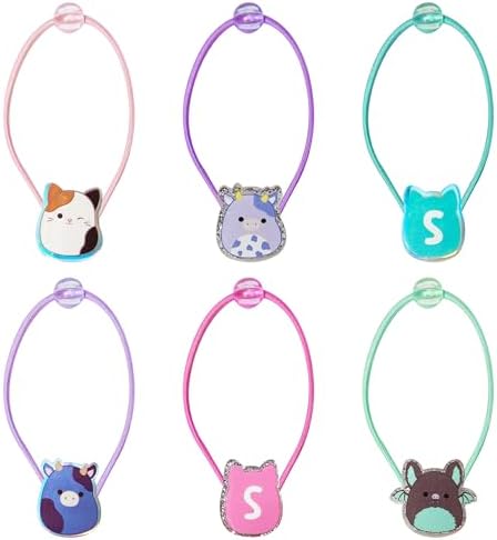 LUV HER Elastic Hair Ties for Girls - Multicolored Squishmallows Themed - Durable Elastic - Pack of 6 - Ideal Hair Accessories for Ponytails & Buns, Ages 8+ - Image 2