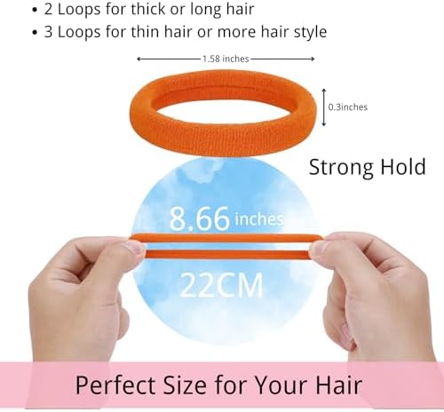 LuSeren 120 Pcs Orange Hair Ties for Women, No Damage Soft Seamless Nylon Hair Elastics for Thick Hair, Ponytail Holders, Solid Orange Hair Accessories - Image 2