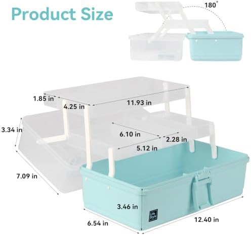 WEWLINE Sewing Storage Organizer Box 13-Inch Art Storage Box Craft Organizer 3-Layers with Handle Craft Art Bin Portable for Home School Office Travel - Image 2