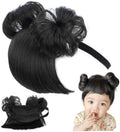 Doll Wig Baby Wig, Natrual Black Baby Wigs for Girls Infant, Girl Headbands with Bangs, High Temperature Silk Bangs Headband with Head Buckle by Wedhapy