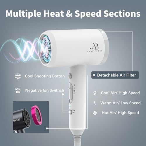 ANNE BETTY Ionic Hair Dryer with Diffuser, Powerful Blow Dryer - Image 3