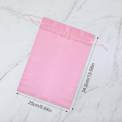 4Pcs Wig Bags with Satin Drawstring, Pink - Image 2