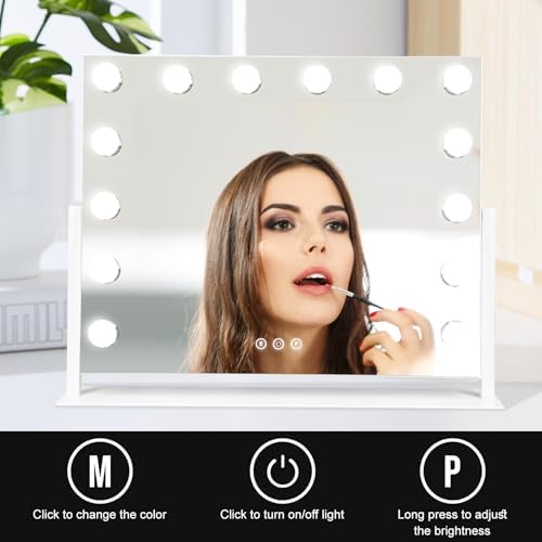 Large Vanity Mirror with Lights, Hollywood Lighted Makeup Mirror, 3 Color Temperatures,Stepless Dimming and 10X Magnifying Mirror, 360°Rotation - Image 5