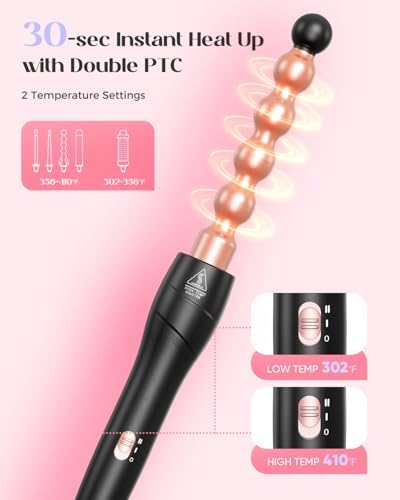 Lopeie 5 in 1 Curling Iron with Thermal Brush and 4 Interchangeable Ceramic Barrels(1/2 to 1 1/2 inch), Curling Wand Set, Fast Heating, Dual Voltage Hair Curler, Gifts for Women - Image 4