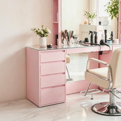 BarberPub Salon Storage Cabinet with Glass Top, Beauty Station 3381-1 - Image 2