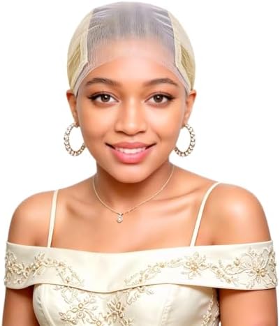5x5 Large Lace Wig Grip Cap for Glueless Wig, Adjustable Wig Cap for Lace Front, One Size Fits All No-Slip Wig Cap with Grip Band for Women (Beige) by PrudenpHair